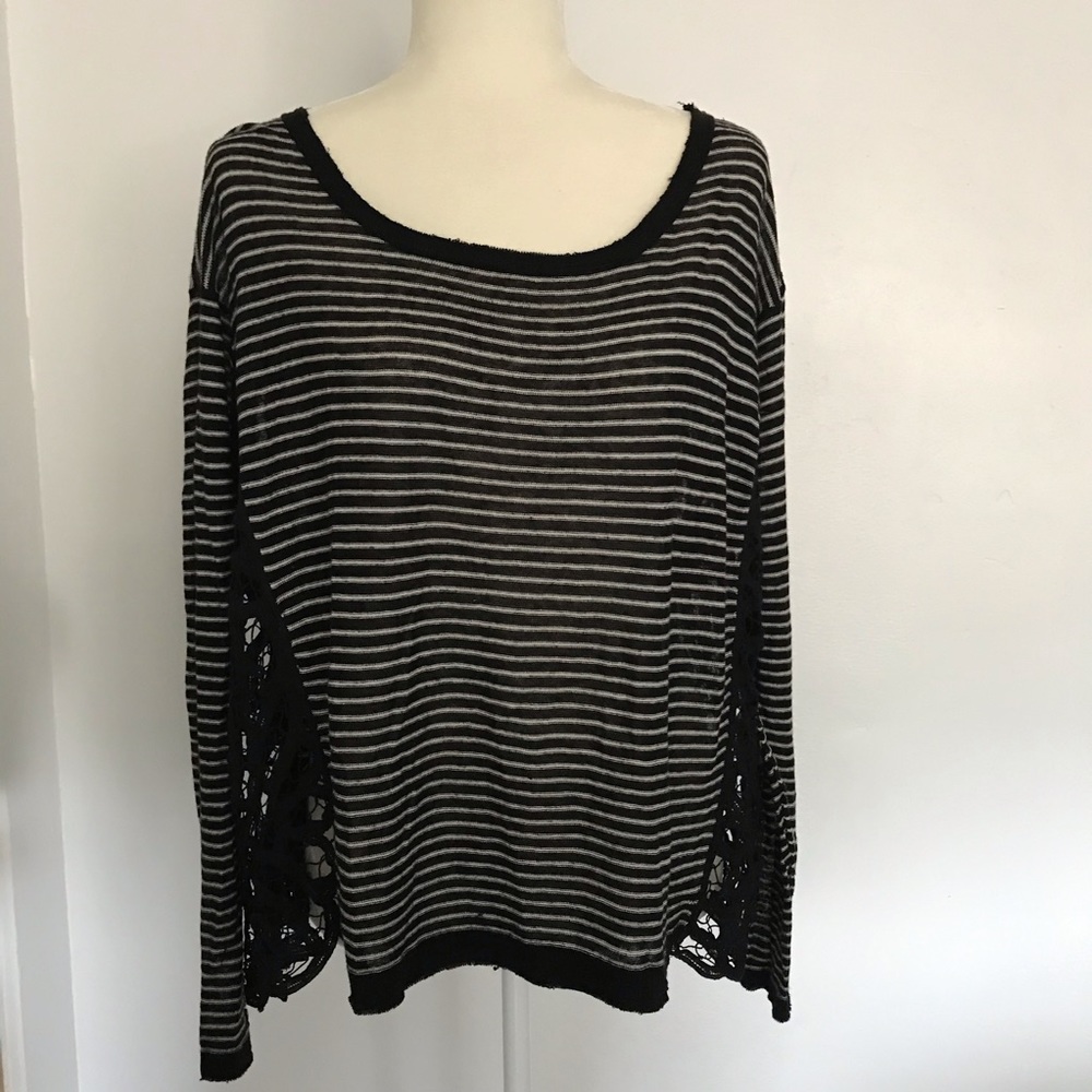 Free People Striped lace Top